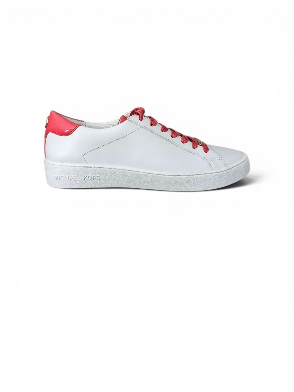 Michael Kors Irving Leather Lace Up Shoe Sneakers COA White Watermelon Size 7